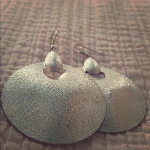 Silver boho  shield earrings